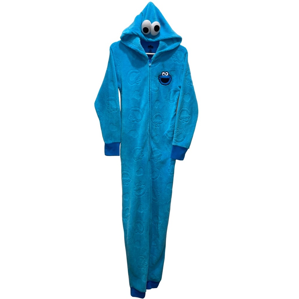 Sesame Street Cookie Monster Full Body Adult Large Costume Pijama Hoodie Eyes